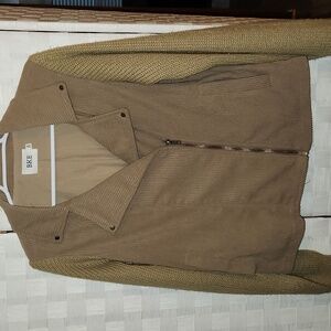 BKE Moto Jacket Women M Tan Zip Knit And  Corduroy Outdoor Biker Streetwear